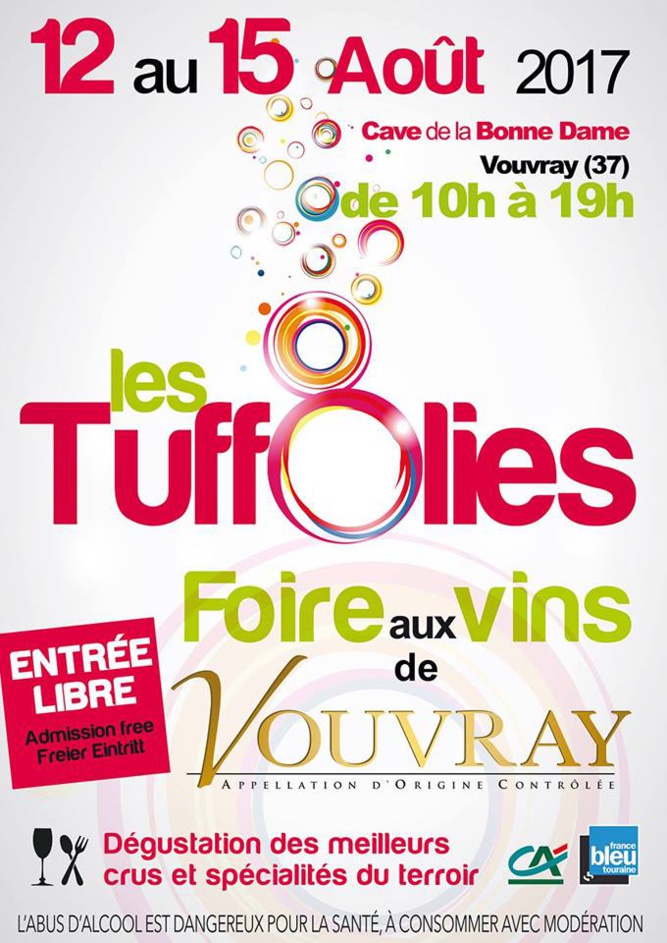 Foire internationale des vins  vouvray aot 2017. Vouvray fte ses 81 ans et pour loccasion vous ouvre ses caves de la Bonne Dame pour dguster samedi 12, dimanche 13, lundi 14 et mardi 15 aot, ses vins blancs secs, demi-secs et moelleux, ainsi que ses vins ptillants selon la mthode traditionnelle. Plus de 20 vignerons vous attendent pour dcouvrir leur production ralise  partir de chenin blanc.